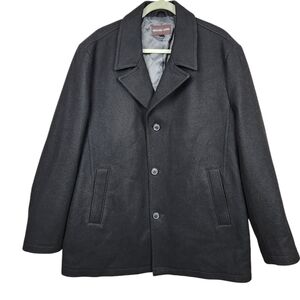 Michael Kors Black Wool Blend Single Breasted Top Coat Men's Size XL